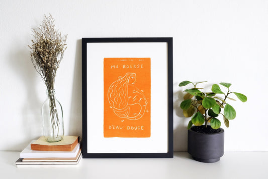 Tirage Linogravure Ma Rousse d'Eau Douce